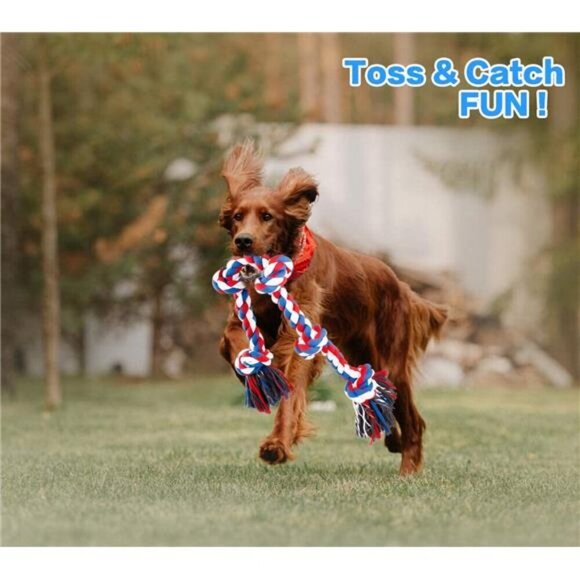 Dog Rope Toys for Aggressive Chewers, Tug of War Dog Toy with 5 Knot Rope for - Picture 5 of 5